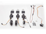 AtomRC Beluga landing gear assemblies with rubber tires, servo wires, and mounting plates