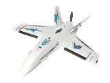 AtomRC Dolphin Pro 800mm FPV fixed wing drone white with blue shark graphics