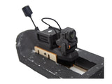 AtomRC Quick-Release Gimbal V2 mounted in textured aircraft fuselage with foam lining