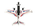 Top down view of AtomRC Thresher Shark twin-engine FPV fixed wing aircraft with geometric wing graphics