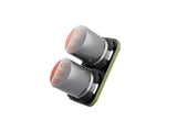 Angled view of Flywoo CAP2-TVS capacitors mounted on PCB