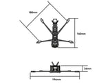 Technical diagram dimensions for Flywoo Explorer LR 4 V2 4-inch FPV frame