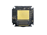 Underside of Flywoo Naked O4 Pro lens showing circuit board, heat spreader, and gold pins