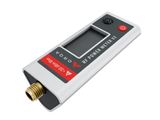 Three-quarter view of Immersion RC Power Meter V2 highlighting gold coaxial port and display screen