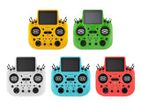 Radiomaster GX15 radio controllers in five colors: yellow, green, white, cyan, and red