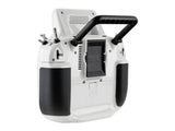 White Radiomaster GX15 radio rear view with ergonomic handle and textured grip pads