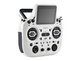 White Radiomaster GX15 radio transmitter side angle showing textured rubberized grips