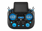 Radiomaster GX15 MAX ExpressLRS radio controller with blue accents and carbon fiber texture
