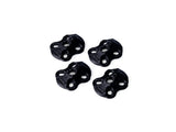 Set of four black 3D-printed organic-shaped mounting brackets with circular holes