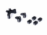Six black 3D-printed Y-connectors and spacers for itsFPV ERA frame