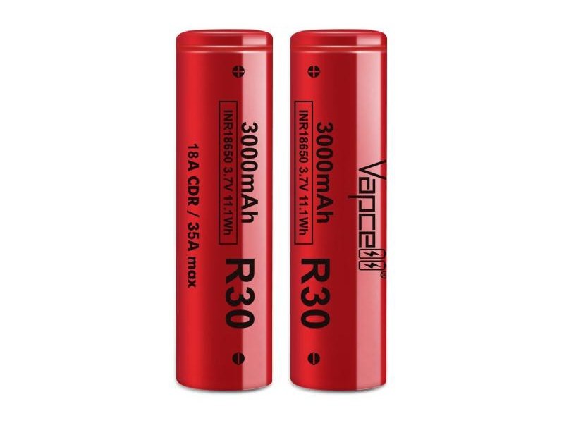 Vapcell R30 18650 18A Flat Top 3000mAh Lithium Ion Battery (2pcs) –  defianceRC